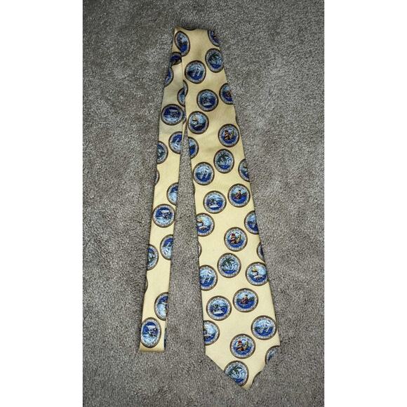 Vintage CHAPS Ralph Lauren Sailing Boat Yacht Print Neck Tie Men's One Size - Picture 5 of 6